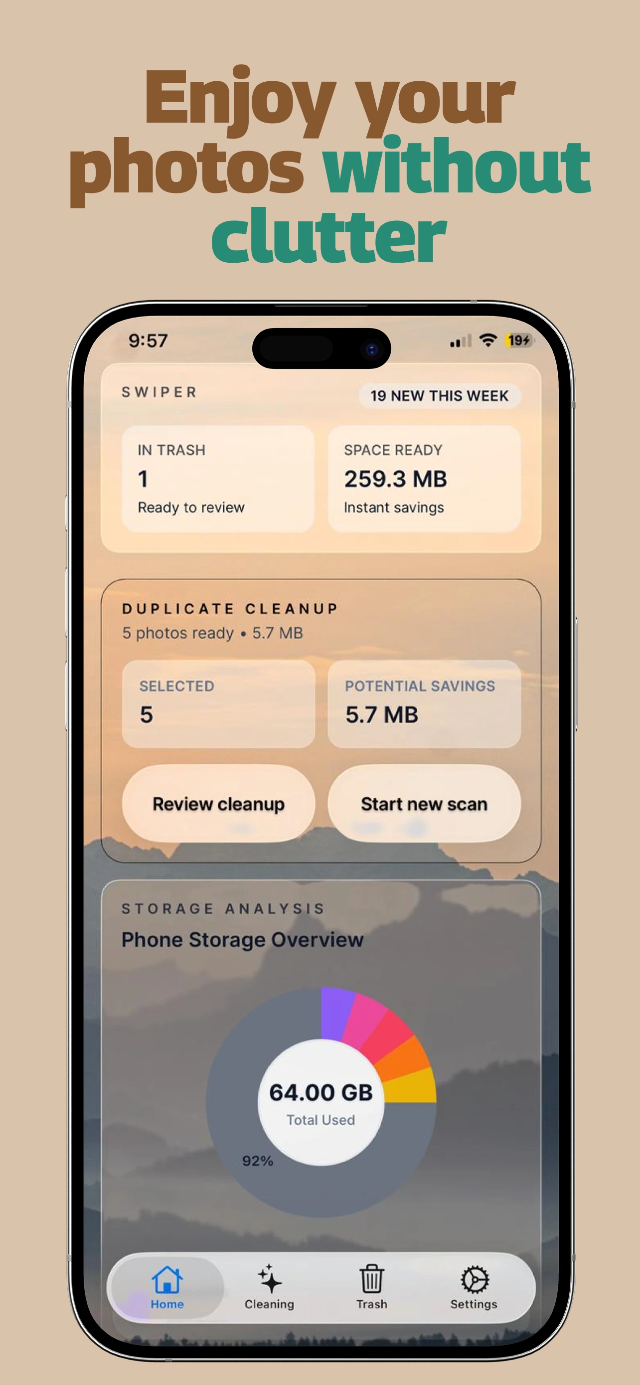Swiper swipe interface for photo management